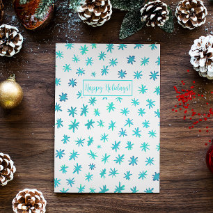 Watercolor stars - turquoise holiday postcard