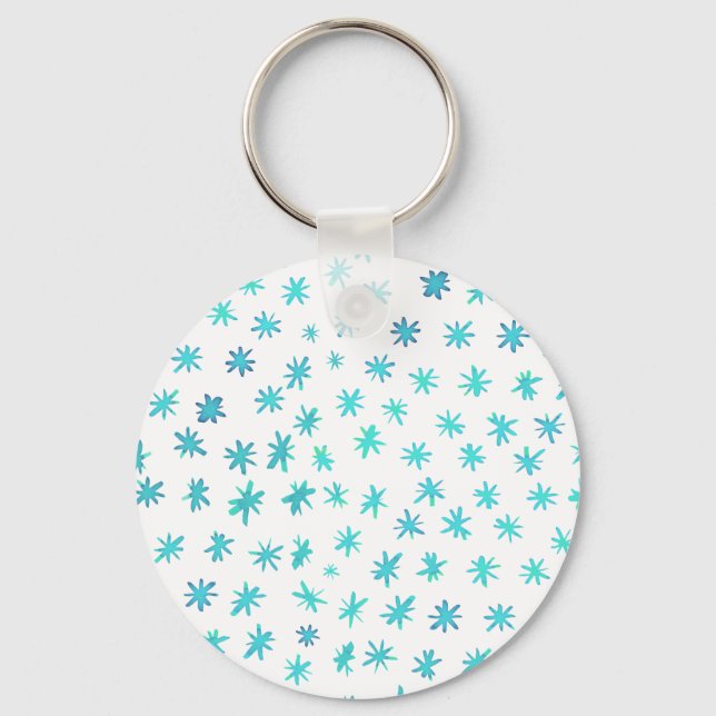 Watercolor stars - turquoise key ring (Front)