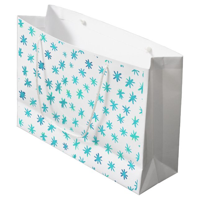 Watercolor stars - turquoise large gift bag (Front Angled)