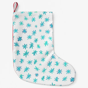 Watercolor stars - turquoise small christmas stocking