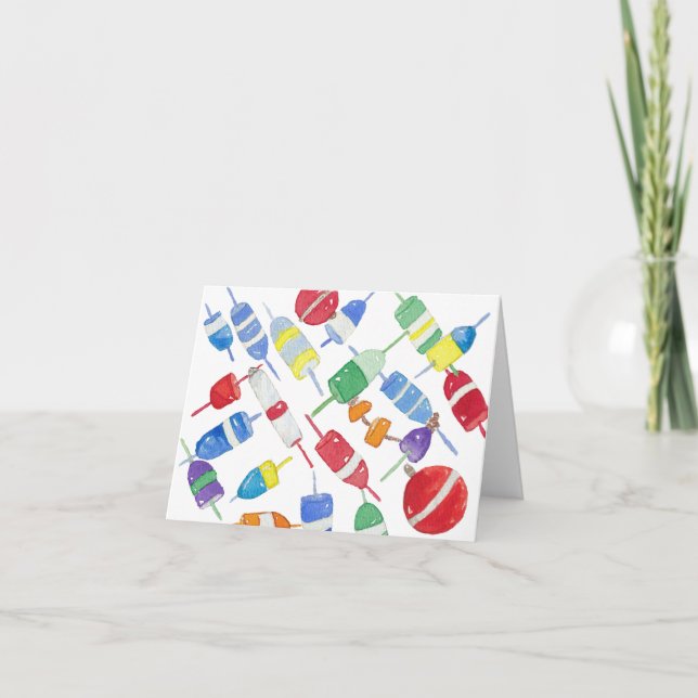 Watercolor, stationary Buoys Thank You Card (Front)