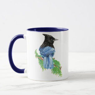 Watercolor Stellar Jay, Bird, Nature Collection Mug