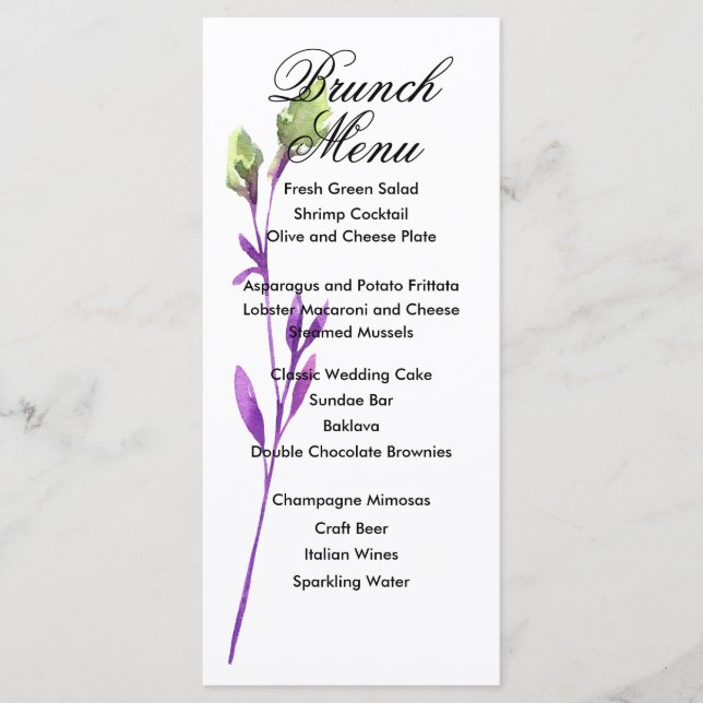 Watercolor Stem Menu Card (Front)