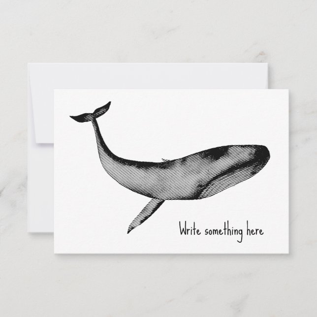 Watercolor Stencil Blue Whale Thank You Card (Front)
