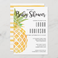 Watercolor Stencil Pineapple Stripe Baby Shower