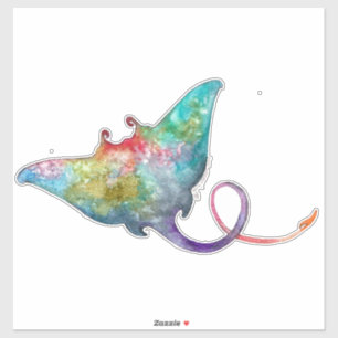 Watercolor Stingray Custom Cut Vinyl Sticker