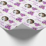 Watercolor stock flower purple photo wedding wrapping paper<br><div class="desc">Personalized wedding gift wrapping paper, featuring an original watercolor purple stock flower art and your own couples' names, wedding date, gifters name and personal message and a photo of your happy couple on a white background. A great way to give a personalized touch to special wedding presents and gifts, or...</div>
