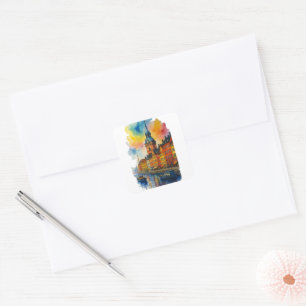 Watercolor Stockholm Sweden Old Town Gamla Stan  Square Sticker