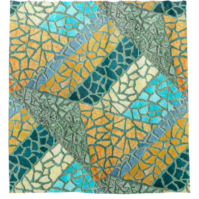 Watercolor Stone Mosaic + your ideas Shower Curtain (Front)