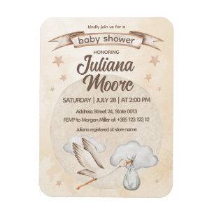 Watercolor Stork Baby Shower Magnet
