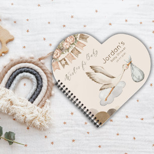 Watercolor Stork Baby Shower Neutral Guest Book 