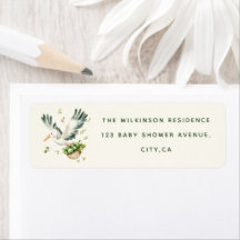 Watercolor Stork Baby Shower Return Address Labels