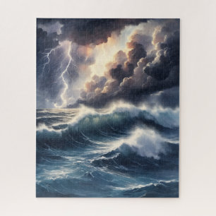 Watercolor Storm At Sea Jigsaw Puzzle