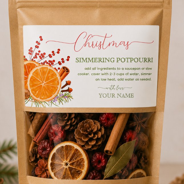 Watercolor Stovetop Christmas Simmering Potpourri  Rectangular Sticker (Creator Uploaded)