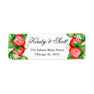 Watercolor Strawberries and White Flowers address