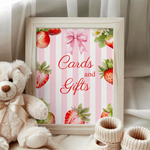 Watercolor Strawberries Baby Shower Cards & Gifts Poster