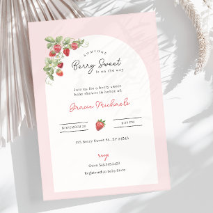Watercolor Strawberries Baby Shower Invitation