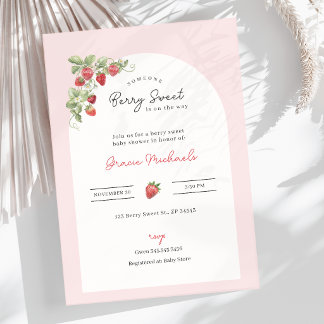 Watercolor Strawberries Baby Shower Invitation