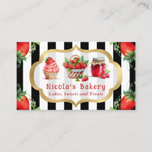 Watercolor Strawberries Cakes and Jam Bakery Business Card