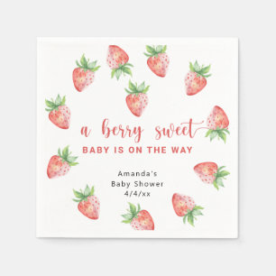 Watercolor strawberries napkin