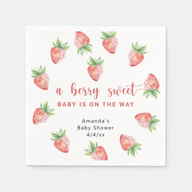 Watercolor strawberries napkin (Front)