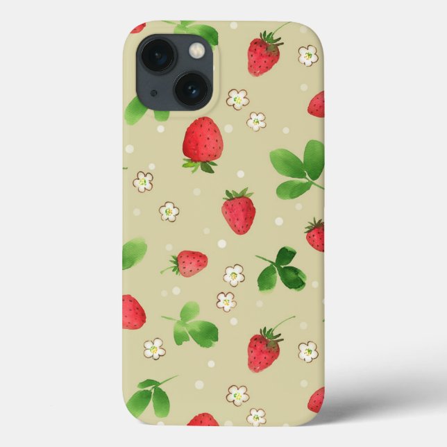 Watercolor strawberries pattern Case-Mate iPhone case (Back)