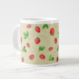 Watercolor strawberries pattern large coffee mug