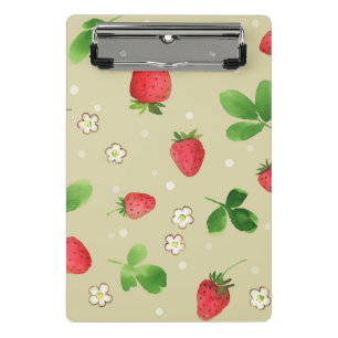 Watercolor strawberries pattern mini clipboard
