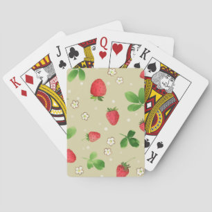 Watercolor strawberries pattern playing cards