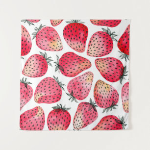 Watercolor strawberries pattern. tapestry