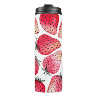 Watercolor strawberries pattern. thermal tumbler