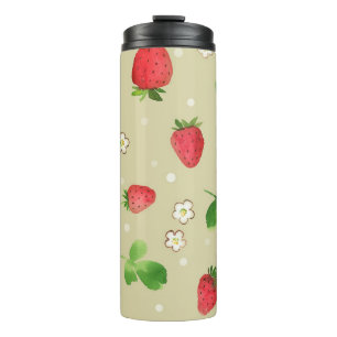 Watercolor strawberries pattern thermal tumbler