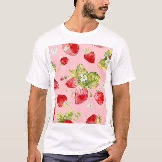 Watercolor strawberries, seamless, fruity pattern. T-Shirt