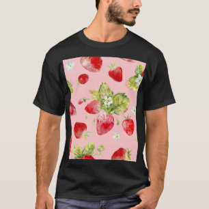 Watercolor strawberries, seamless, fruity pattern. T-Shirt