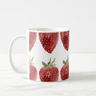 Watercolor strawberries: seamless pattern coffee mug