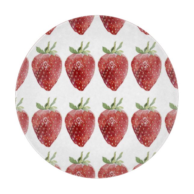 Watercolor strawberries: seamless pattern cutting board (Front)