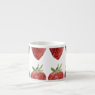 Watercolor strawberries: seamless pattern espresso cup