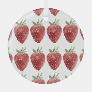 Watercolor strawberries: seamless pattern glass tree decoration