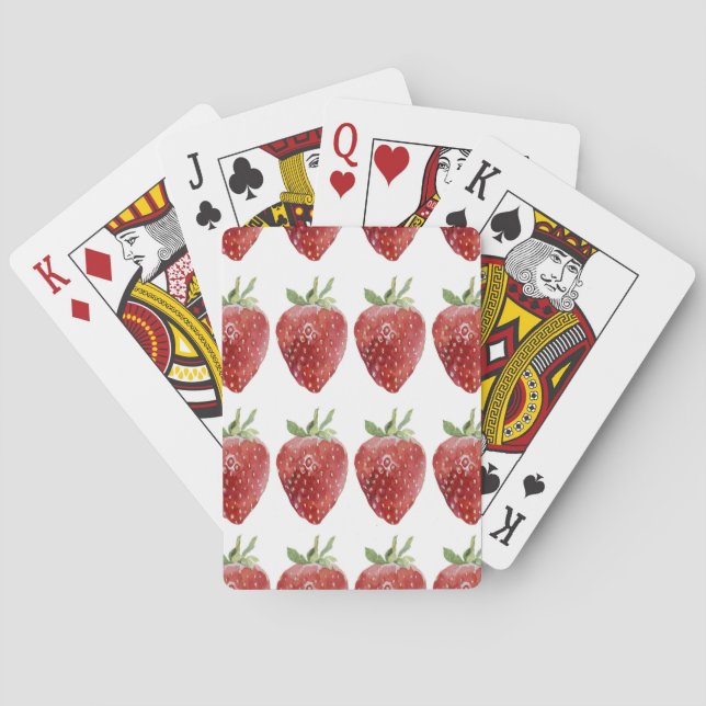 Watercolor strawberries: seamless pattern playing cards (Back)