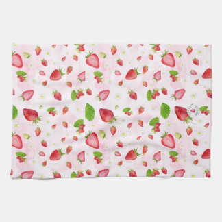 Watercolor Strawberries Tea Towel