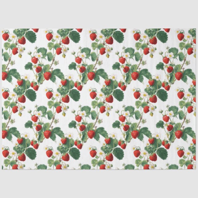 Watercolor Strawberries Tissue Paper (Front)