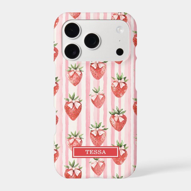 Watercolor Strawberries With Coquette Bows (Back)