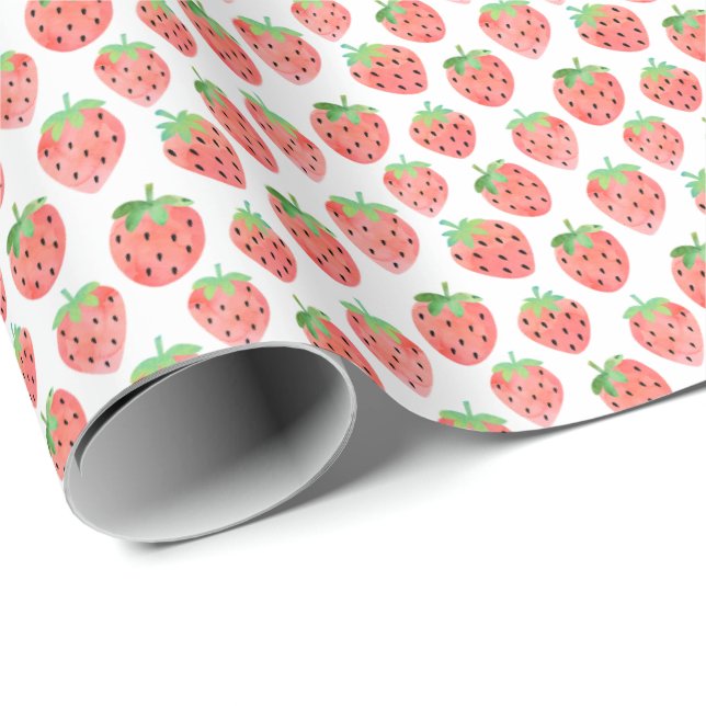 Watercolor Strawberries Wrapping Paper (Roll Corner)