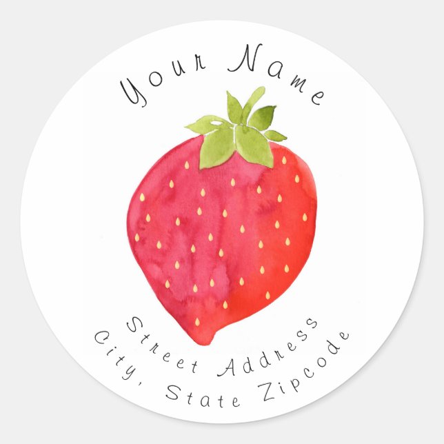 Watercolor Strawberry Address Label (Front)