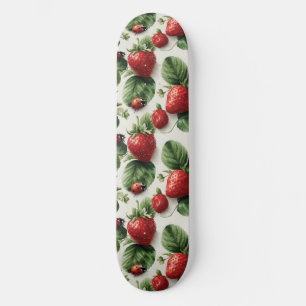 Watercolor Strawberry and Ladybug Seamless Pattern Skateboard