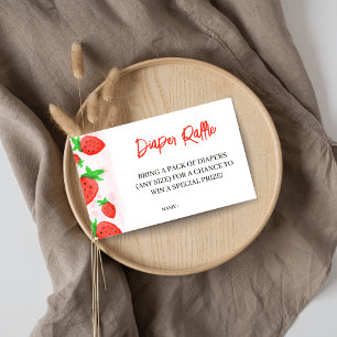 Watercolor Strawberry Baby Shower Diaper Raffle  Enclosure Card