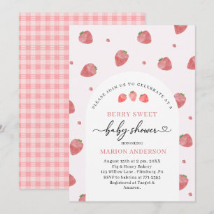 Watercolor Strawberry Baby shower  Invitation