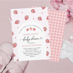 Watercolor Strawberry Baby shower  Invitation