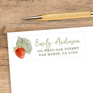 Watercolor Strawberry Baby Shower Return Address