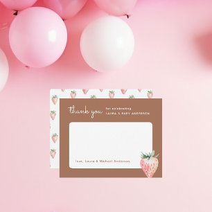 Watercolor Strawberry Baby Shower Thank You Card